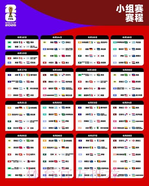 世界杯小组赛赛程更新